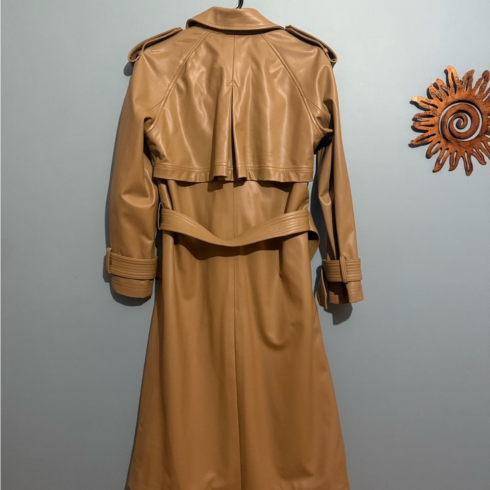 VERONICA BEARD Tan Conneley Faux Leather Trench Coat - Picture 7 of 12